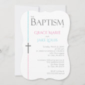 Invitation croisée de baptême jumelle (Devant)