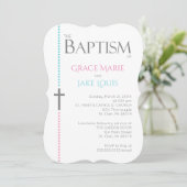 Invitation croisée de baptême jumelle (Debout devant)