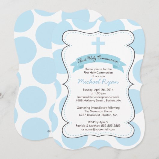 Invitation croisée des Pois bleus Cute (Devant / Derrière)