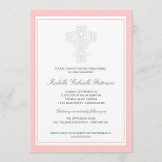 Invitation croisée élégante de baptême de bébé