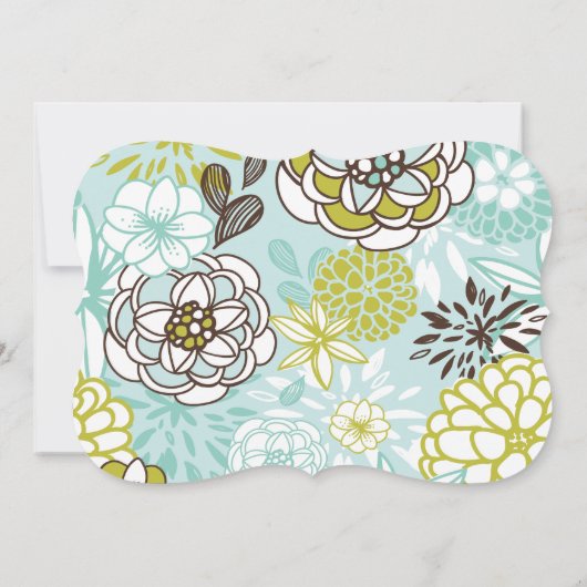 Invitation croisée florale bleue moderne de (Dos)