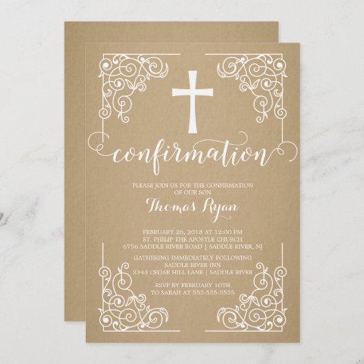 Invitation croisée moderne de confirmation de (Devant / Derrière)