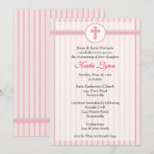 Invitation croisée rose rayée (Devant / Derrière)