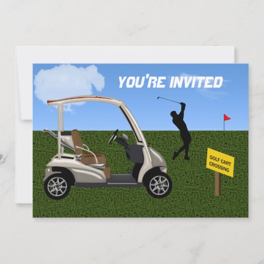 Invitation Croisement de chariot de golf sur le fairway (Devant)