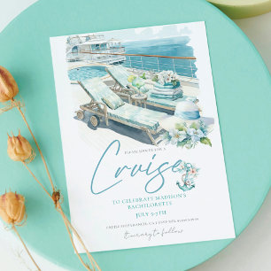 Invitation Croisière Bachelorette Party Bateau Aquarelle