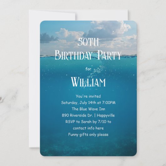 Invitation Croisière sous-marine Anniversaire Unisex Design (Devant)