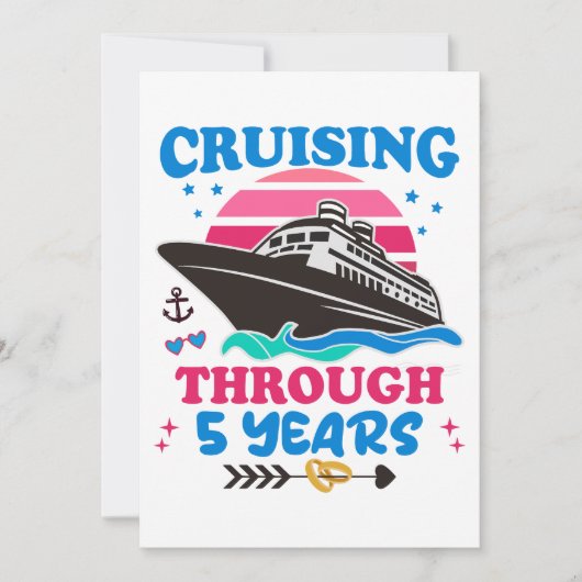 Invitation Croisière Sur 5 Ans Mariage (Devant)