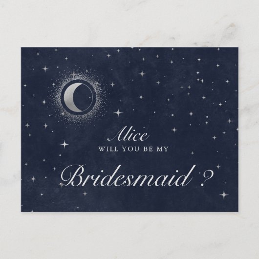 Invitation Croissant de Lune Argent Céleste (Devant)