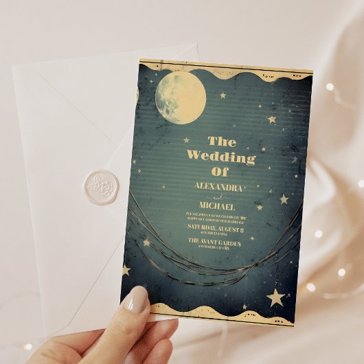 Invitation Croissant de lune céleste