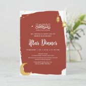 Invitation Croissant de lune de Ramadan Iftar Rouge Rustique (Debout devant)