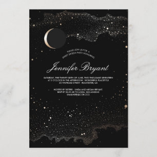 Invitation Croissant de lune et bonbon 16 à étoiles de nuit