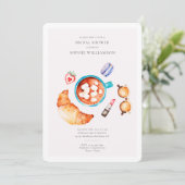 Invitation Croissant français et Fête des mariées café (Debout devant)