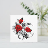Invitation Croissant mécanique avec roses rouges (Debout devant)