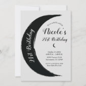 Invitation Croissant Noir Fête d'Anniversaire Céleste de la L (Devant)