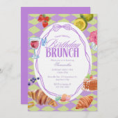 Invitation Croissant Pastel Birthday Brunch  (Devant / Derrière)