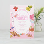 Invitation Croissant rose brunch d'anniversaire (Debout devant)