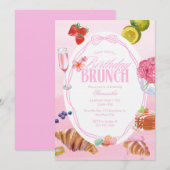 Invitation Croissant rose brunch d'anniversaire (Devant / Derrière)