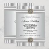 Invitation Croix argentée dorée pour la première communion de (Devant / Derrière)