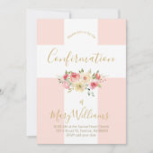 Invitation Croix blanche catholique et fleurs Confirmation (Devant)