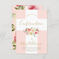 Croix blanche catholique et fleurs Confirmation