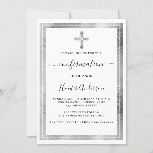 Invitation Croix blanche d'argent (Devant)