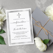 Invitation Croix blanche d'argent
