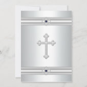 Invitation Croix Blanche Diamant Filles Blanc Première Commun (Dos)