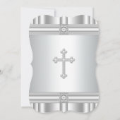 Invitation Croix Blanche Diamond Girls White First Communion (Dos)