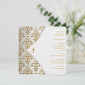 Invitation Croix blanche et dorée (Debout devant)