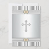 Invitation Croix Blanche Filles Elégante Gold Première Commun (Dos)