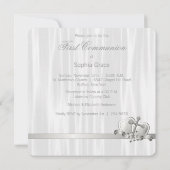 Invitation Croix Blanche Filles Photo Première Communion Blan (Dos)