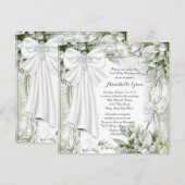 Invitation Croix Blanche Florale Première Communion (Devant / Derrière)