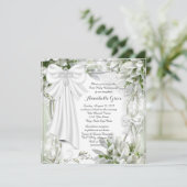 Invitation Croix Blanche Florale Première Communion (Debout devant)