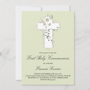 Invitation croix blanche Première Sainte Communion