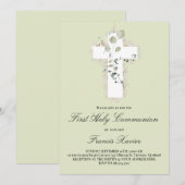 Invitation croix blanche Première Sainte Communion (Devant / Derrière)