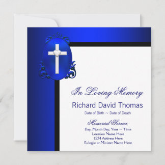 Invitation Croix bleu marine pour homme En souvenir mémorial