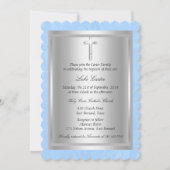 Invitation Croix Bleue Baptême Silver Cross (Devant)