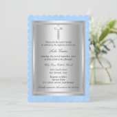 Invitation Croix Bleue Baptême Silver Cross (Debout devant)
