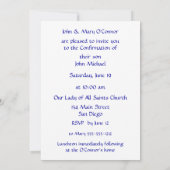 Invitation Croix bleue d'argent de damassé de confirmation (Dos)