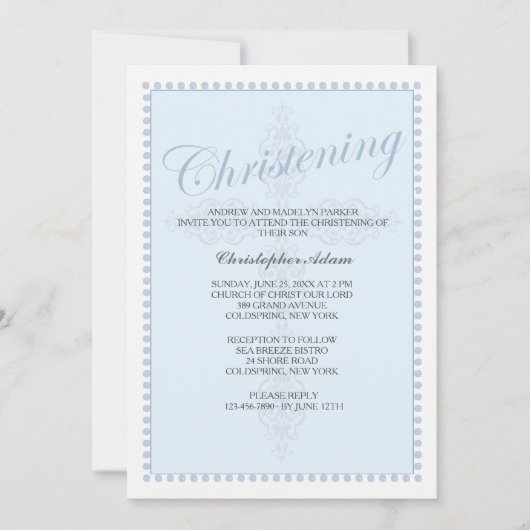 Invitation Croix Bleue de Baptême (Devant)