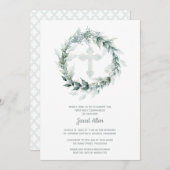 Invitation Croix Bleue de couronne Première communion (Devant / Derrière)