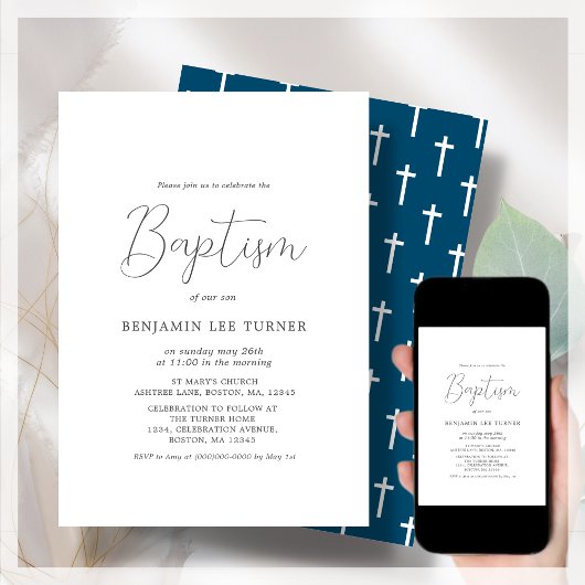 Invitation Croix bleue de la Marine | Baptême