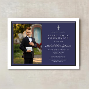 Invitation Croix Bleue de la marine moderne photo First Commu