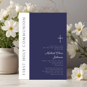 Invitation Croix Bleue de la Marine moderne Première communio