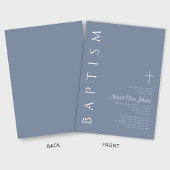 Invitation Croix Bleue Dusty moderne Baptême