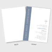 Invitation Croix Bleue Dusty moderne première communion