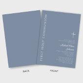 Invitation Croix Bleue Dusty moderne Première communion saint