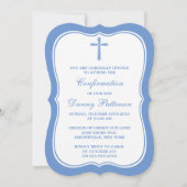 Invitation Croix Bleue Et Blanche Sainte Communion Ou Confirm (Devant)