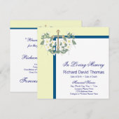 Invitation Croix bleue marine jaune En souvenir affectueux Mé (Devant / Derrière)