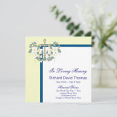 Invitation Croix bleue marine jaune En souvenir affectueux Mé (Debout devant)